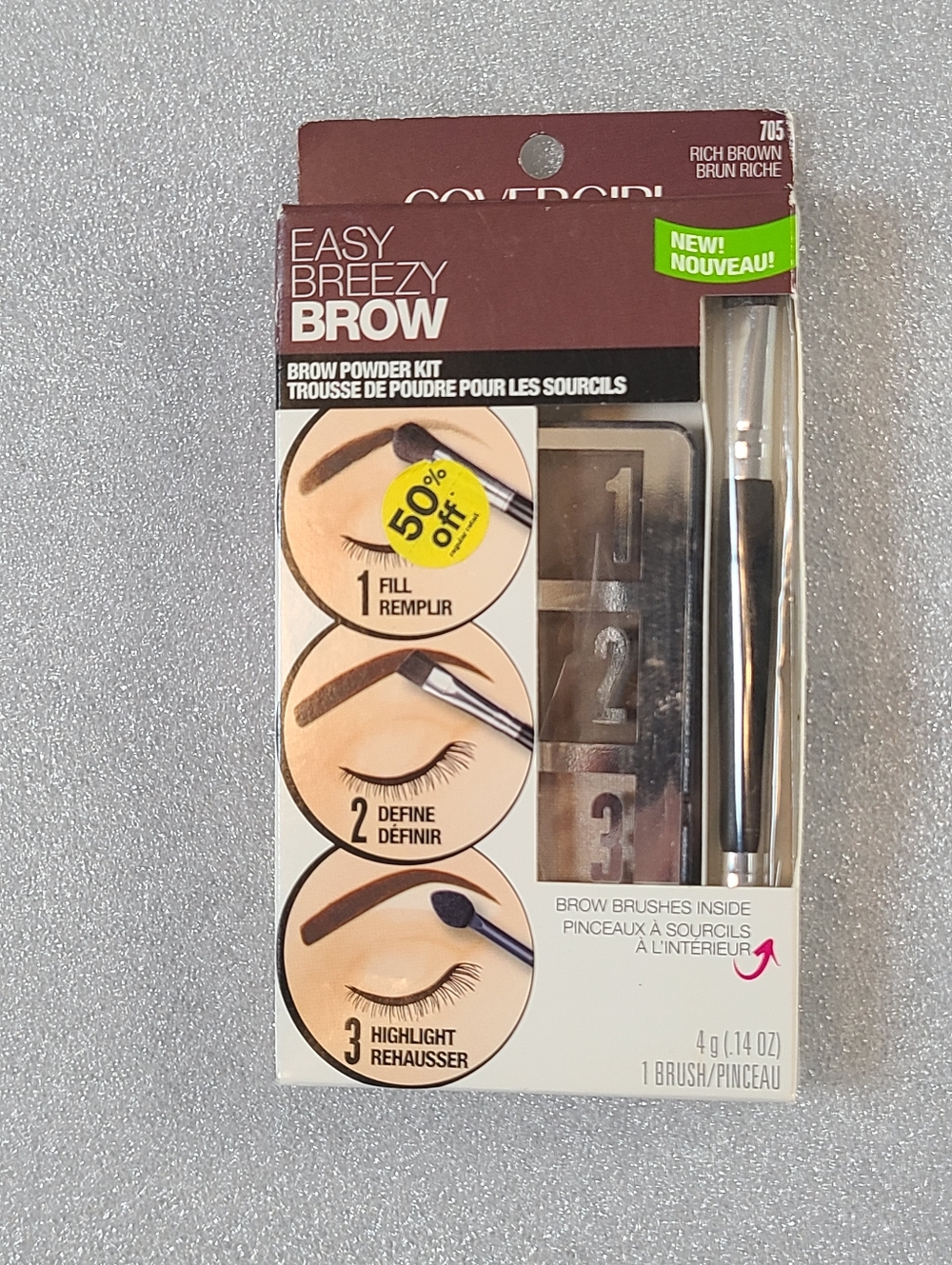 COVERGIRL Easy Breezy Brow Powder Kit - Rich Brown NIB 4 G/.14 Oz - Picture 2 of 8